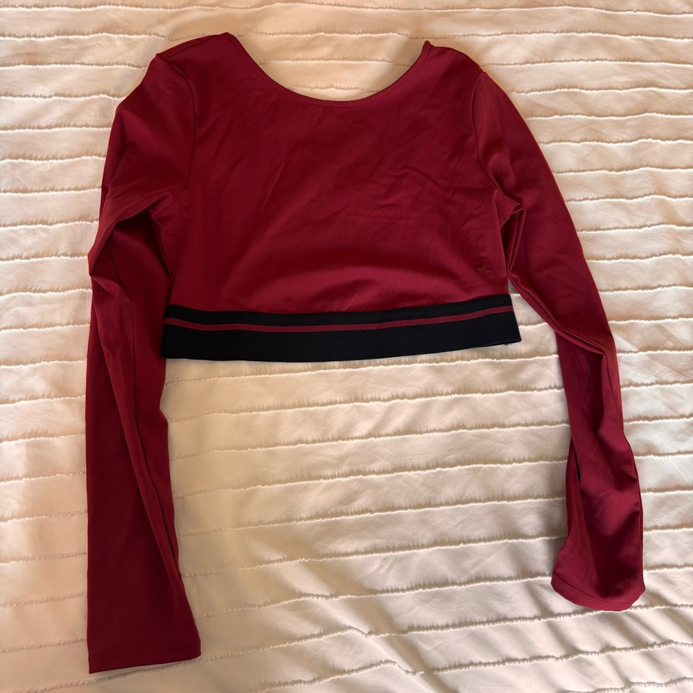 Joy Lab burgundy scoop back long sleeve crop top